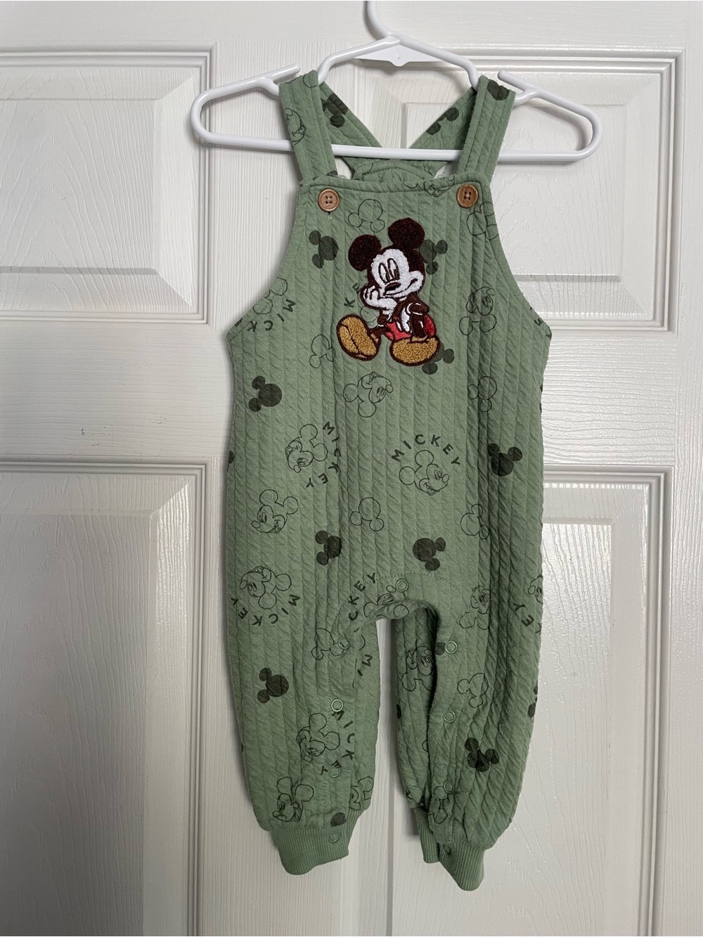 Disney Baby 6-9 Months Green Mickey Mouse Quilted Overalls
